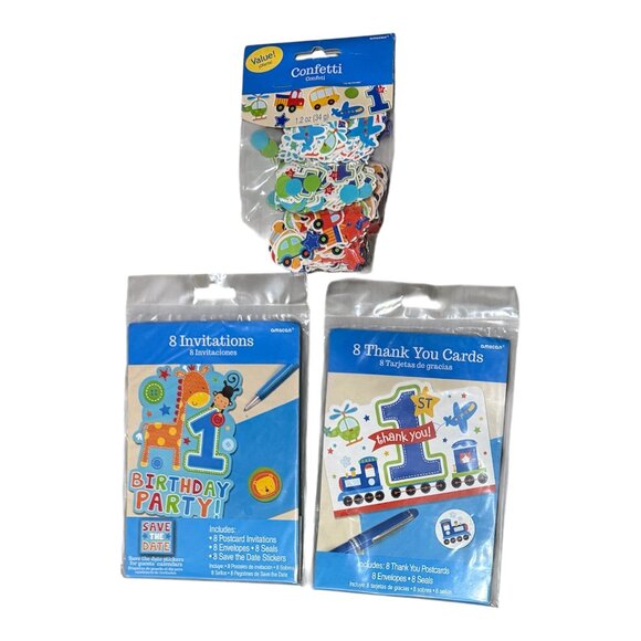 NEW - Cars & Trucks Baby's 1st Birthday Decorations Boys Blue 6 pieces in kit - Picture 5 of 5